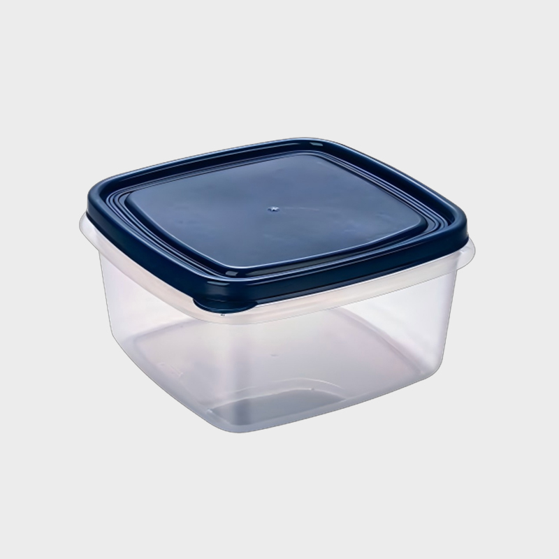 PFB022 1250 ml Liksidig fyrkantig PP förvaringsbehållare för livsmedel och jordbruk med blått lock